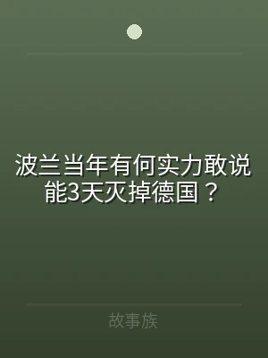 波兰当年有何实力敢说能3天灭掉德国？
