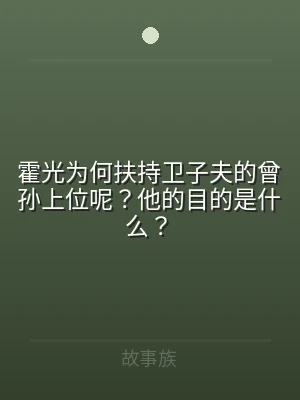 霍光为何扶持卫子夫的曾孙上位呢？他的目的