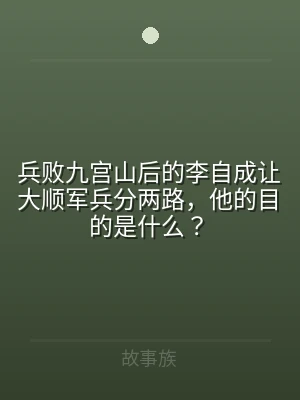 兵败九宫山后的李自成让大顺军兵分两路，他