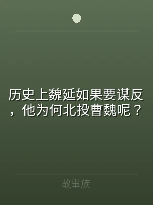 历史上魏延如果要谋反，他为何北投曹魏呢？