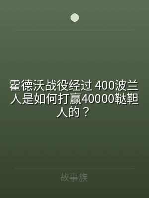 霍德沃战役经过 400波兰人是如何打赢4