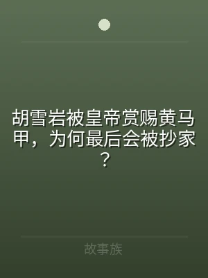 胡雪岩被皇帝赏赐黄马甲，为何最后会被抄家