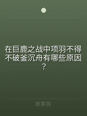 在巨鹿之战中项羽不得不破釜沉舟有哪些原因