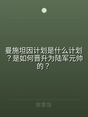 曼施坦因计划是什么计划？是如何晋升为陆军