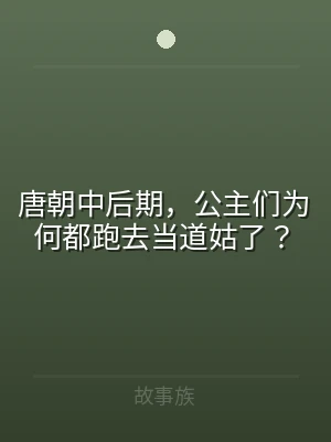 唐朝中后期，公主们为何都跑去当道姑了？