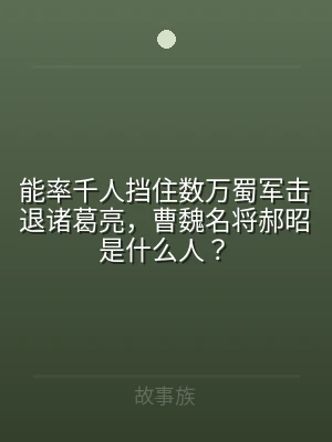 能率千人挡住数万蜀军击退诸葛亮，曹魏名将