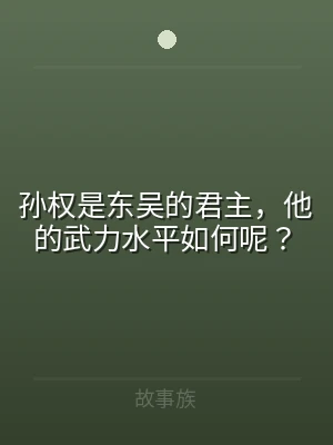 孙权是东吴的君主，他的武力水平如何呢？